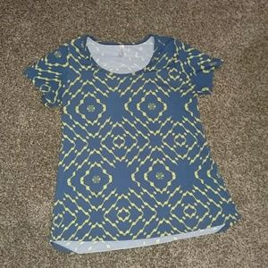 LuLaRoe Blue and Yellow Classic Tee